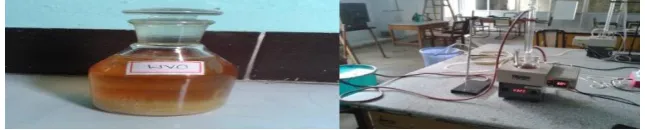 Fig 1: Waste vegetable oilFig 2  Experimental set up 