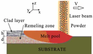 Figure 1. The scheme of laser cladding by powder injection.  
