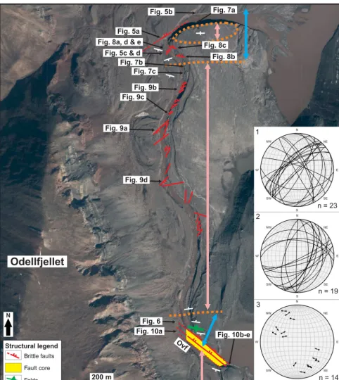 Figure 4. Satellite image from https://toposvalbard.npolar.no showing the study area in Odellfjellet