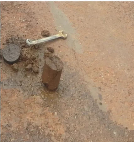 Figure 1. Core extracted from cracked section on the road. 