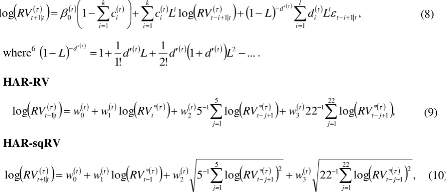 Table 3 presents, for the 8 models, the average of the squared one-step-ahead 