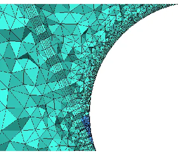 Figure 4- 7: Close-up view of the mesh grid close to the sink roll 