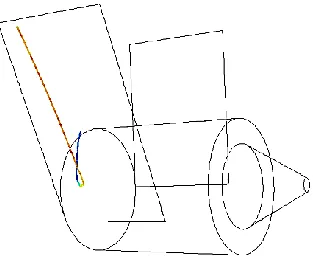 Figure 4- 25: DPM Particle trajectory for single particle released from strip edge 