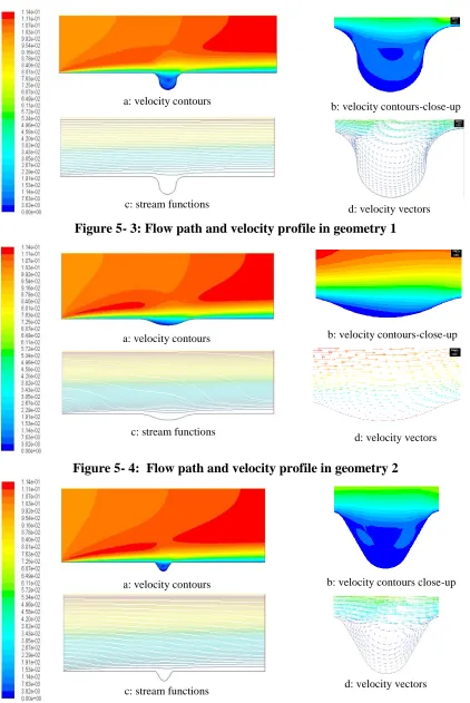 Figure 5- 5:  Flow path and velocity profile in geometry 3 