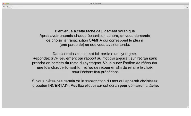 Figure 2: Judgement task, initial screen 