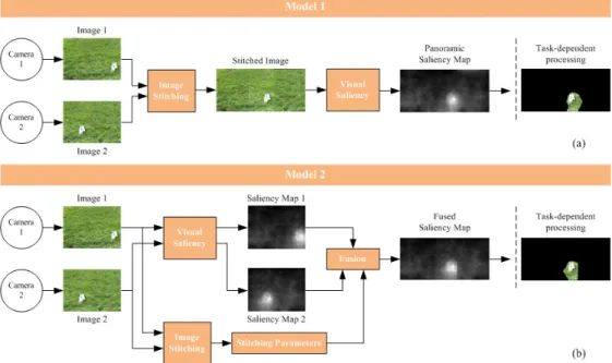 Fig. 3: Two multi camera visual saliency models of interest. Test image is taken from [11]