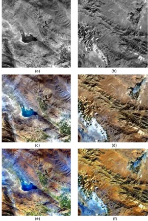 Figure 4. Lake (parts (a), (c) and (e)) and Mountain (parts (b), (d) and (f)). 