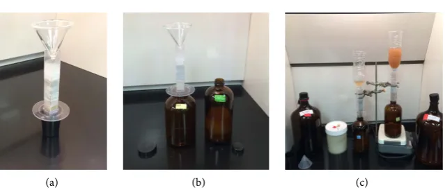 Figure 1. (a) Water filtration system. ((b) & (c)) Surface water filtration through zeolite and HDTMA-Cl SMZ