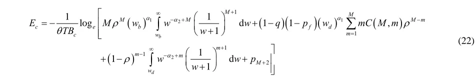 Figure probabilitywhen the interference constraint is normalized by the  2, shows the effective capacity vs detection p , for different number of chann lde s M   