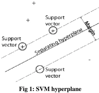 Fig 1: SVM hyperplane 