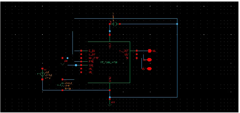 Fig 3.3-a: simulation setup for the test circuit of 9T CAM cell for bit 0. 