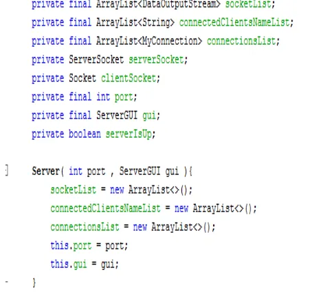 Figure 4.8: Server class fragment  