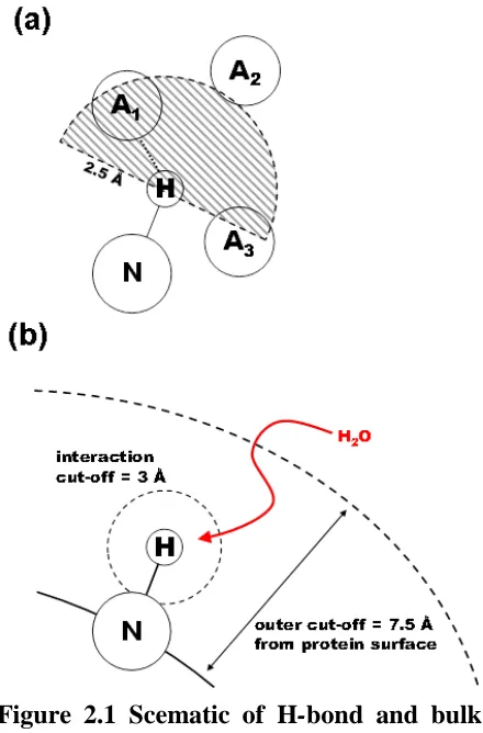 Figure 2.1 Scematic of H-bond and bulk  interaction rate algorithms. (a) H-bond detection algorithm
