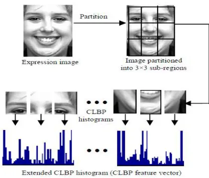 Fig 6. Each expression image is partitioned into a number of  sub-regions, and the individual CLBP  