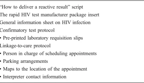 Table 1 Contents of a reactive (preliminary positive) rapid HIV testresult protocol packet