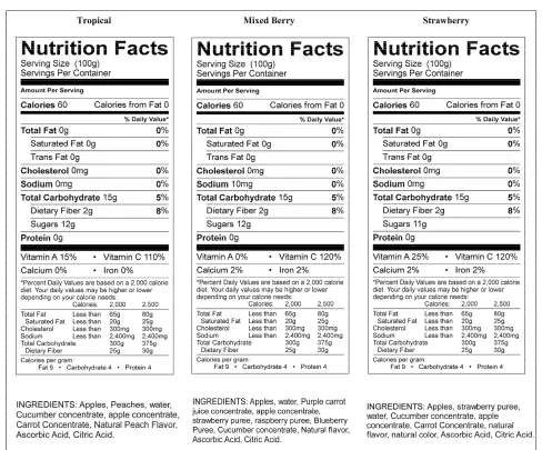 Figure 1. Applesauce ingredients and nutritional information. 