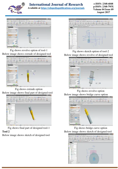 Fig shows revolve option of tool-1 Below image shows extrude of designed tool  