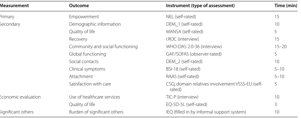 Table 3 Outcomes and instruments