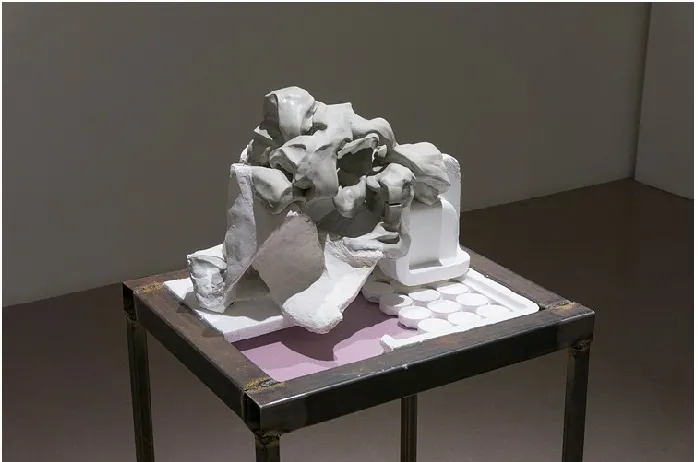 Figure 17: Untitled (Composition III), clay, foam packaging, plaster, paint, 