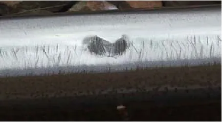 Figure 1. Squat defect on the running surface or ball of the rail head. 