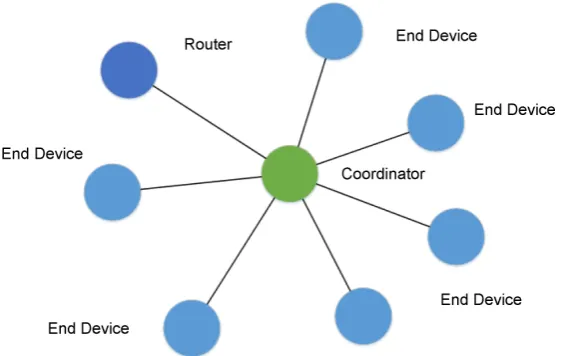 Figure 2. Star network topology for ZigBee. 