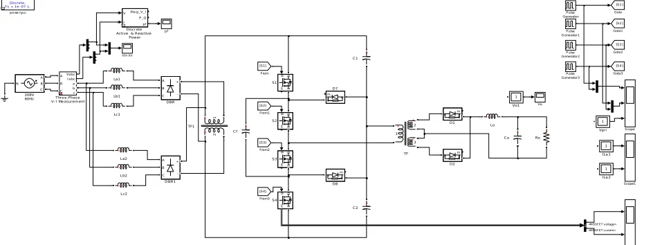 Fig 7 MATLAB/Simulink Model of the Proposed Three phase Interleaved PFC Converter  
