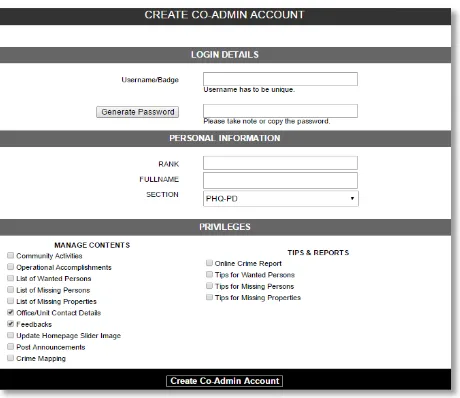 Fig. 8. Administrator’s Control Panel 