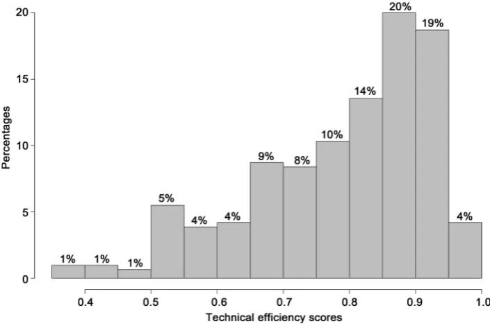 Figure 4. The distribution of AE scores of the pooled sample in the study area. 