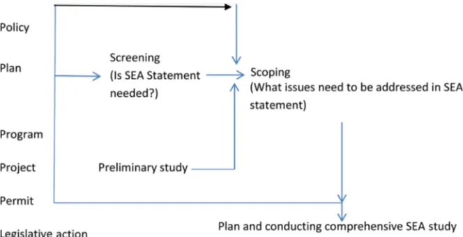 Figure 1. Conceptual framework for screening and scoping process of the SEA process. 