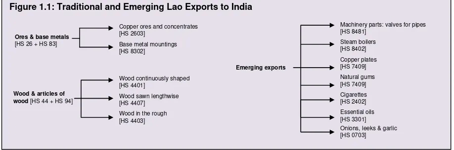 Figure 1.1: Traditional and Emerging Lao Exports to India 
