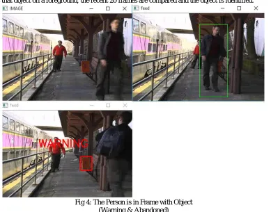Fig 4: The Person is in Frame with Object (Warning & Abandoned) 