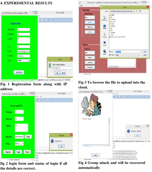 Fig 1 Registration form along with IP address 