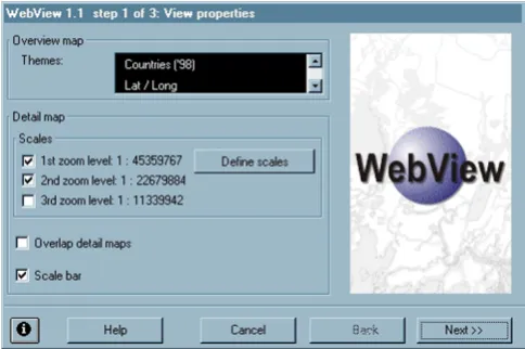 Figure 4Step 1 of WebView 1.1 wizard in ArcView Step 1 ofWebView 1.1 wizard in ArcView