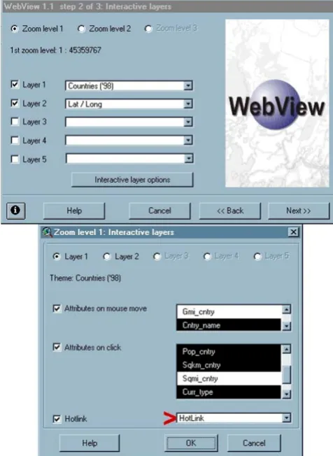 Figure 6Step 3 of WebView 1.1 wizard Step 3 of WebView 1.1wizard, showing the Web Properties and Image Propertiesdialogue boxes