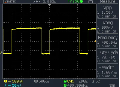 Fig.8 shows the PWM signal input given to the controller these clearly shows the duty cycle of PWM signal and depend  on these there is speed control of DC motor