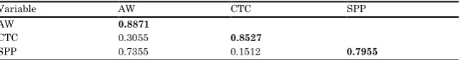 Table 3: Discriminant Validity Analysis 