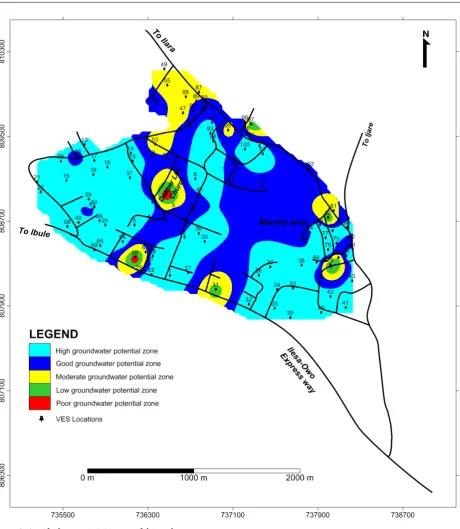 Figure 3. Aquifer layer resistivity map of the study area. 