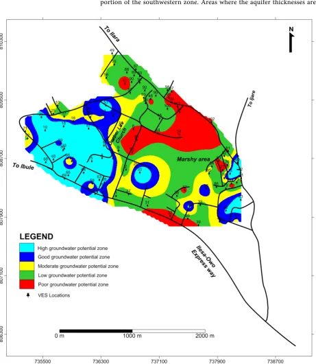 Figure 4. Aquifer layer thickness map of the study area. 