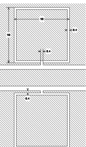 Fig. 1. Layout of a modified dumbbell-shaped DGS with mm as the unit.   
