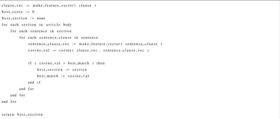 Figure 3.2: The clause section classiﬁer compares the clause from the abstract with every