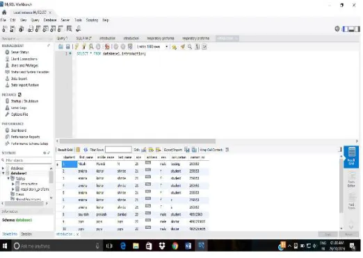Fig.2 shows the database of the webpages. When data is filled in webpage and submitted, then all the data gets arrange in proper tables in respective database