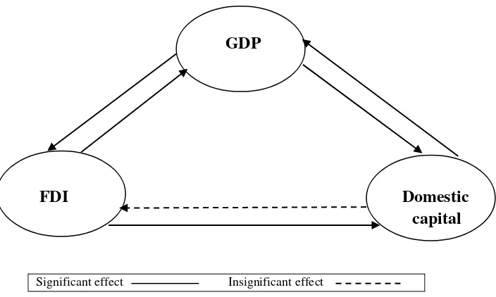 Fig. 1 Interrelationship between FDI, domestic capital and GDP for MENA countries. 