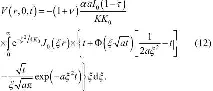 Figure20at the axis sample during the exposure to laser radiation with inten- Iexp on the pulse duration t