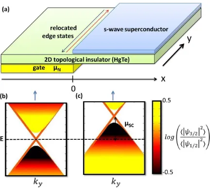 Figure 2.1: (a) The s-wave superconductor dopes the HgTe quantum well underneathit due to the work function mismatch