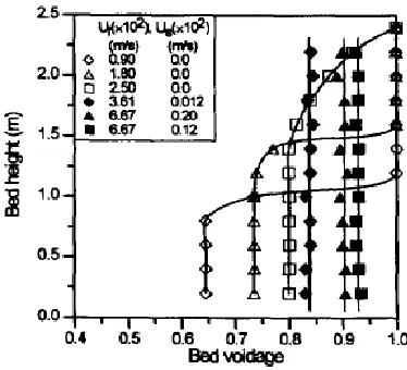 Figure 2.3: Variation of the axial liquid holdup distribution in the conventional and 