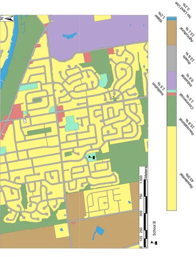 Figure 8: Street Pattern and Land Use in Study Area of School B 
