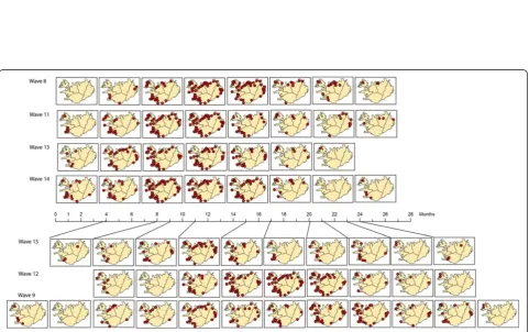 Figure 11 Lattice converted to GIS maps. Lattice showing the codebook vectors as maps of synoptic states