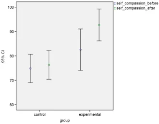 Figure 2. 95% CI graph of the interaction between group and time. 
