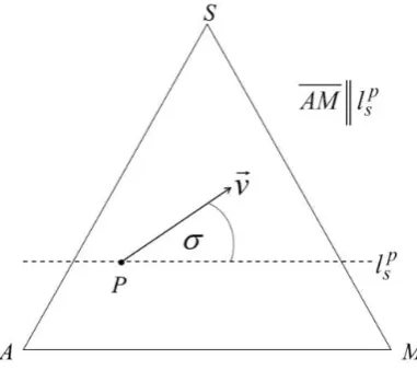 Figure 4: A directional vector on ∆  in relation to an 2AM -parallel (l ). ps