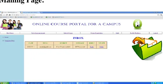 Fig:4.7 is the Faculty Home Page which is displayed by entering the valid username and password in the index page
